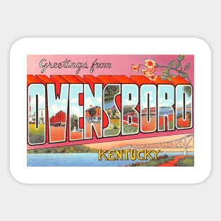 Greetings from Owensboro Kentucky, Vintage Large Letter Postcard Sticker